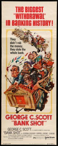 8m564 BANK SHOT insert '74 wacky art of George C. Scott taking the whole bank by Jack Davis!