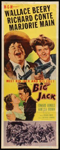 8m571 BIG JACK insert '49 art of Wallace Beery & Marjorie Main with two guns each + Richard Conte!