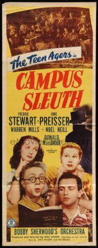 8m594 CAMPUS SLEUTH insert '48 Freddie Stewart, Noel Neill, the Teen Agers solve the case!