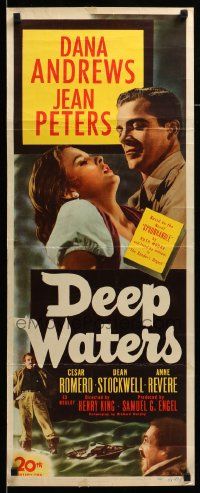8m630 DEEP WATERS insert '48 image of Dana Andrews holding sexy Jean Peters!