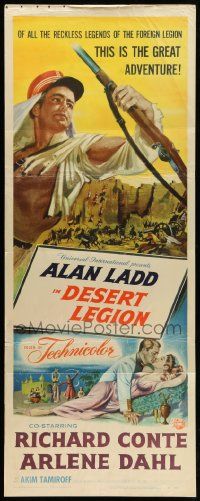 8m631 DESERT LEGION insert '53 art of Alan Ladd in the French Foreign Legion & sexy Arlene Dahl!