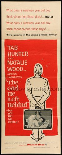 8m670 GIRL HE LEFT BEHIND insert '56 romantic image of Tab Hunter about to kiss Natalie Wood!