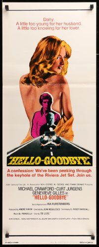 8m695 HELLO-GOODBYE int'l insert '70 Michael Crawford has been peeping at sexy Genevieve Gilles!
