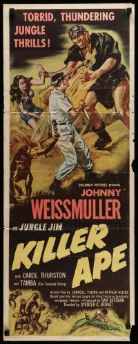 8m730 KILLER APE insert '53 art of Johnny Weissmuller fighting giant caveman Max Palmer!