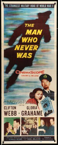 8m796 MAN WHO NEVER WAS insert '56 Clifton Webb, Gloria Grahame, strangest military hoax of WWII!