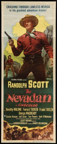 8m833 NEVADAN insert '50 Randolph Scott crashing through lawless Nevada in his greatest adventure!
