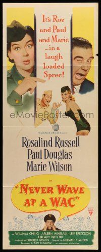 8m835 NEVER WAVE AT A WAC insert '53 sexy Rosalind Russell & Marie Wilson, Paul Douglas!