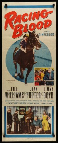 8m881 RACING BLOOD insert '54 huge image of jockey Jimmy Boyd riding horse at race!