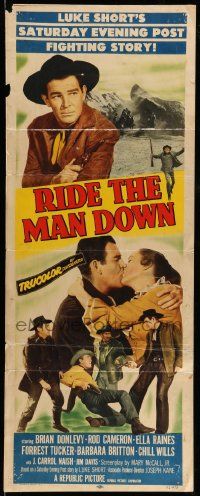 8m898 RIDE THE MAN DOWN insert '52 cool art of cowboys Brian Donlevy & Rod Cameron!