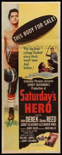 8m914 SATURDAY'S HERO insert '51 barechested football player John Derek and his body is for sale!