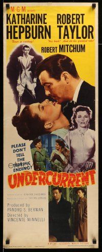 8m979 UNDERCURRENT insert '46 Katharine Hepburn wonders where Robert Taylor's brother is!