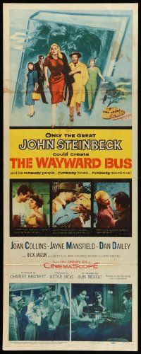 8m984 WAYWARD BUS insert '57 art of sexy Joan Collins & Jayne Mansfield, from John Steinbeck novel