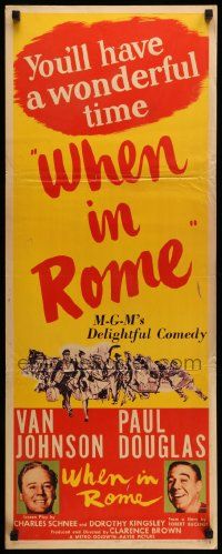 8m985 WHEN IN ROME insert '52 Clarence Brown directed, Van Johnson, Paul Douglas!