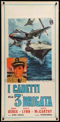 8m264 ANNAPOLIS STORY Italian locandina '59 Don Siegel, art of John Derek & aircraft carrier!