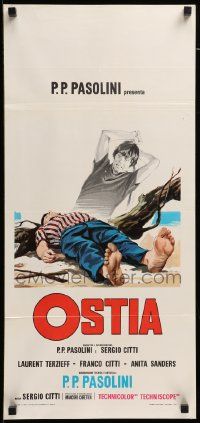 8m451 OSTIA Italian locandina '70 written by Pier Paolo Pasolini, brothers in love with same girl!