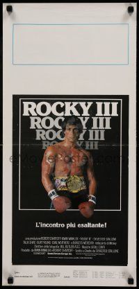 8m465 ROCKY III Italian locandina '82 boxer & director Sylvester Stallone w/gloves & belt, Mr. T!