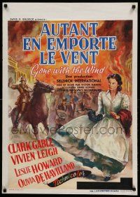 8p048 GONE WITH THE WIND Belgian R54 Clark Gable, Vivien Leigh, all-time classic, large 23x33 size