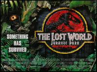 8p675 JURASSIC PARK 2 DS British quad '96 The Lost World, Steven Spielberg, something has survived!