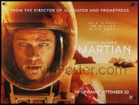 8p694 MARTIAN teaser DS British quad '15 close-up of astronaut Matt Damon, bring him home!