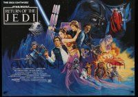 8p705 RETURN OF THE JEDI British quad '83 George Lucas classic, different art by Kirby, 30x40 size