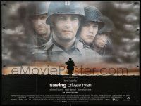 8p709 SAVING PRIVATE RYAN DS British quad '98 Spielberg, cast image of Tom Hanks, Sizemore, Damon!