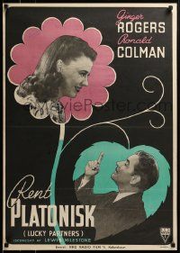 8p182 LUCKY PARTNERS Danish '48 different image of Ronald Colman & Ginger Rogers in flower!
