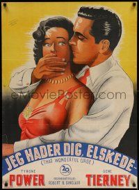 8p198 THAT WONDERFUL URGE Danish '50 completely different art of Tyrone Power & Gene Tierney!