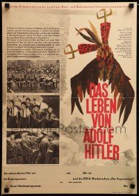 8p569 CRIMES OF ADOLF HITLER East German 16x23 '65 German documentary, wild artwork by Grossman!