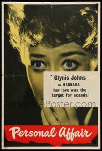 8p735 PERSONAL AFFAIR English double crown '54 cool portrait of wide-eyed Glynis Johns!
