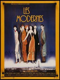 8p537 MODERNS French 16x21 '88 Alan Rudolph, cool artwork of trendy 1920's people by Carradine!