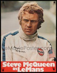 8p126 LE MANS German '71 close up of race car driver Steve McQueen in personalized uniform!