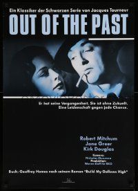 8p135 OUT OF THE PAST German R80s great c/u of smoking Robert Mitchum & Jane Greer!