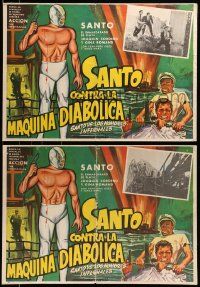 8p025 SANTO CONTRA HOMBRES INFERNALES 2 Mexican LCs '61 lucha libre masked wrestling crime thriller