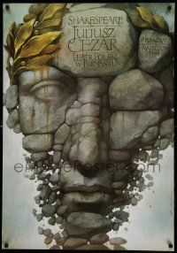 8p364 JULIUSZ CEZAR stage play Polish 27x39 '94 Wieslaw Walkuski art of stone face!