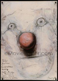8p380 RED NOSES commercial Polish 27x38 '92 artwork of clown's face by Stasys!
