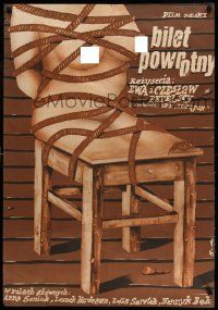 8p382 RETURN TICKET Polish 27x38 '79 Bilet powrotny, bizarre Socha art of woman-chair tied up!