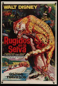 8p438 JUNGLE CAT Spanish '65 Disney, great artwork of jaguar by Jano, savage lord of the Amazon!