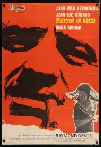 8p453 PIERROT LE FOU Spanish '66 Jean-Luc Godard, Jean-Paul Belmondo, Anna Karina