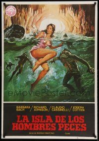 8p461 SOMETHING WAITS IN THE DARK Spanish '78 cool art of sexy girl being attacked by monsters!