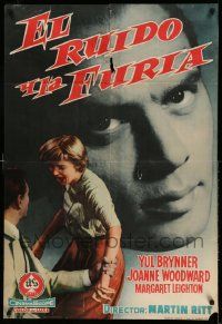 8p462 SOUND & THE FURY Spanish '59 Martin Ritt, Yul Brynner with hair glares at Joanne Woodward!