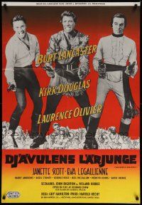 8p079 DEVIL'S DISCIPLE Swedish '60 Burt Lancaster, Kirk Douglas & Laurence Olivier, different!