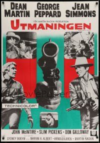 8p098 ROUGH NIGHT IN JERICHO Swedish '67 Dean Martin & George Peppard with guns drawn!