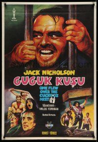 8p036 ONE FLEW OVER THE CUCKOO'S NEST Turkish '81 Jack Nicholson, wild misleading artwork!