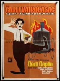 8p287 FIREMAN Yugoslavian 20x27 R70s great wacky images of Charlie Chaplin!