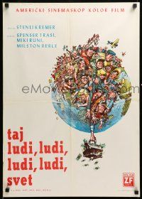 8p294 IT'S A MAD, MAD, MAD, MAD WORLD Yugoslavian 20x28 '64 art of cast on Earth by Jack Davis!