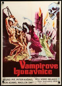 8p329 VAMPIRE LOVERS Yugoslavian 19x27 '70 Hammer, taste the deadly passion of the blood-nymphs!