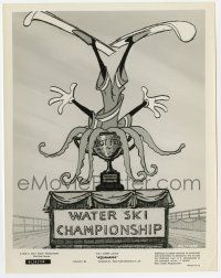 8r078 AQUAMANIA 8x10.25 still '61 water ski champion Goofy upside-down in trophy with octopus!
