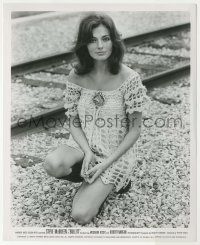 8r150 BULLITT 8.25x10 still '68 close up of sexy Jacqueline Bisset kneeling by train tracks!