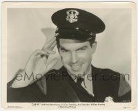 8r167 CAR 99 8.25x10.25 still '35 close smiling portrait of policeman Fred MacMurray saluting!
