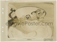 8r186 CINDERELLA 8x11 key book still '50 Disney cartoon, c/u of mice Jaq & Gus hiding in teacup!